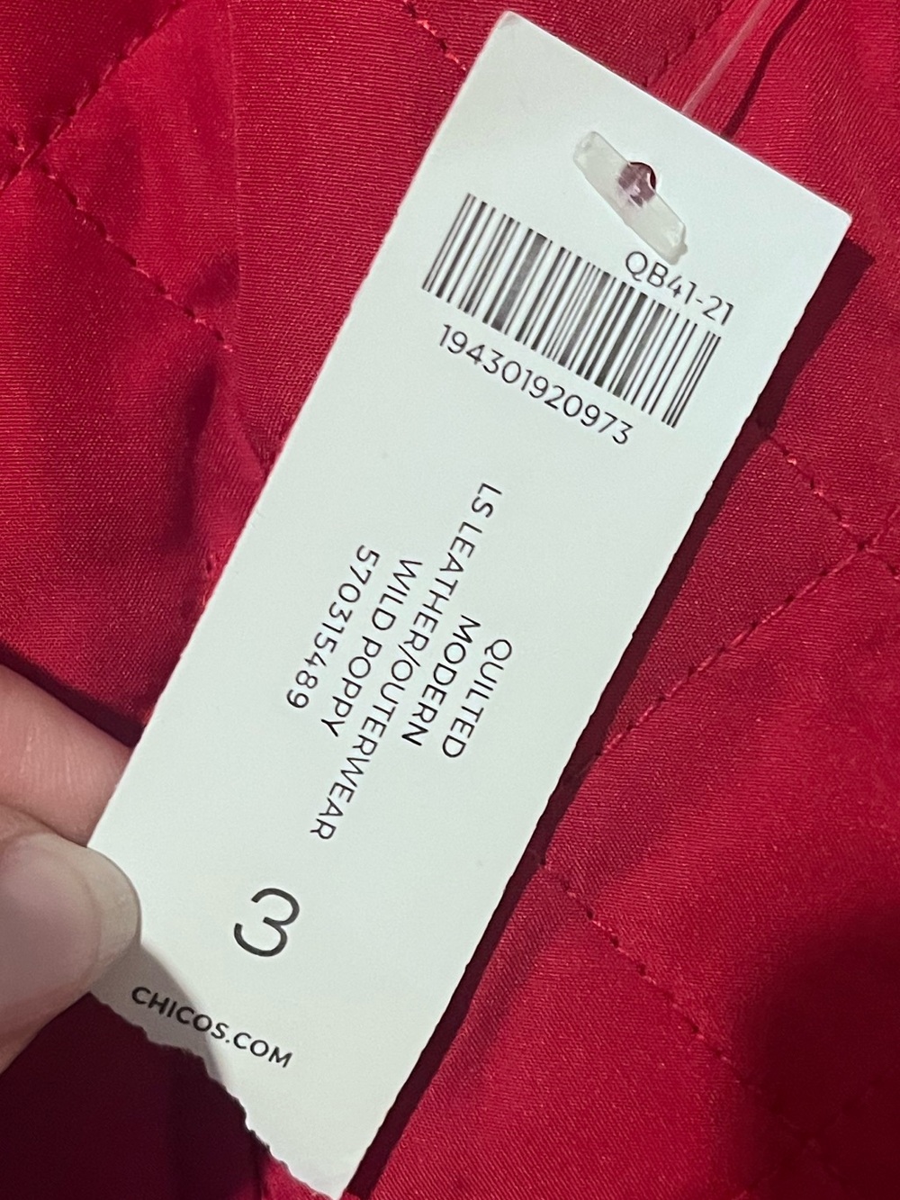 Chico's Quilted Puffer Jacket in Raspberry - Picture 3 of 4
